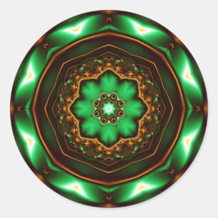Sticker Rond Ornement fractal vert