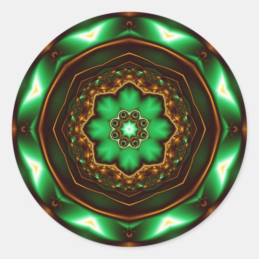 Sticker Rond Ornement fractal vert (Devant)