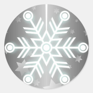 Sticker Rond Ornement mignon de flocon de neige avec le ruban