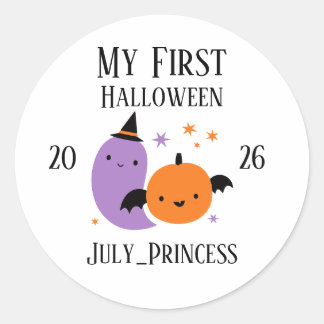 Sticker Rond Ornement personnalisé de mon premier Halloween