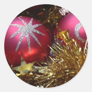 Sticker Rond Ornement rouge