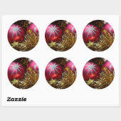 Sticker Rond Ornement rouge (Feuille)