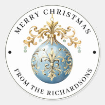 Ornement Victorien Élaboré Bleu Joyeux Noël