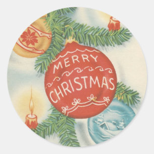 Sticker Rond Ornement vintage de Joyeux Noël de Noël