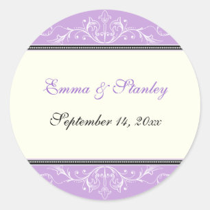 Sticker Rond Ornemental violet blanc Enregistrer l'autocollant