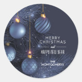 Sticker Rond Ornements bleus de Noël (Devant)