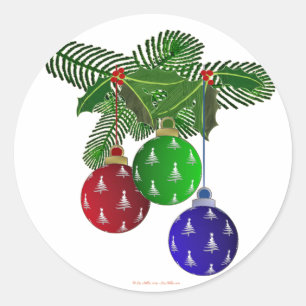 Sticker Rond Ornements Colorés pour l'Arbre de Noël