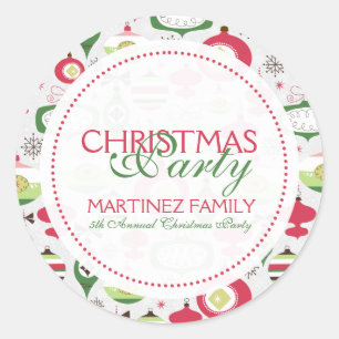 Sticker Rond Ornements de Noël Art déco colorés