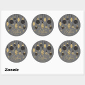 Sticker Rond Ornements de Noël chic sur gris (Feuille)