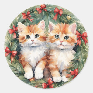 Sticker Rond Ornements de Noël de Kitten