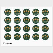 Sticker Rond Ornements de Noël Emerald Green Gold (Feuille)