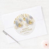 Sticker Rond Ornements de Noël or et argent (Enveloppe)