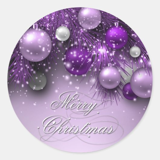 Sticker Rond Ornements de Noël - Purples (Devant)