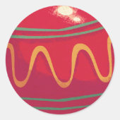 Sticker Rond Ornements de Noël rétro rouge et vert (Devant)