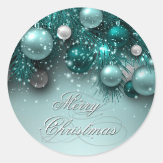 Sticker Rond Ornements de Noël - Turquoise - Personnaliser