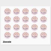 Sticker Rond Ornements de Noël Verdure festive Rose (Feuille)