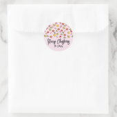 Sticker Rond Ornements de Noël Verdure festive Rose (Sac)