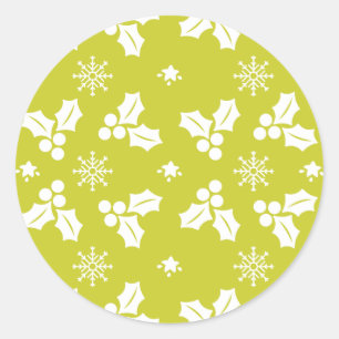 Sticker Rond Ornements de Noël verts