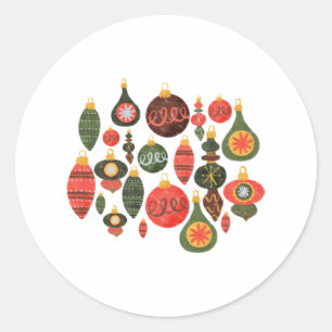 Sticker Rond Ornements de Noël vintage 32