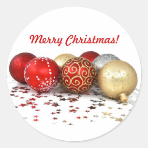 Sticker Rond Ornements fantaisistes de boules de Noël aux étoil