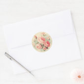 Sticker Rond Ornements Patinés, Shabby Chic Rose (Enveloppe)