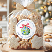 Sticker Rond Ornements Préppy Christmas Baubles