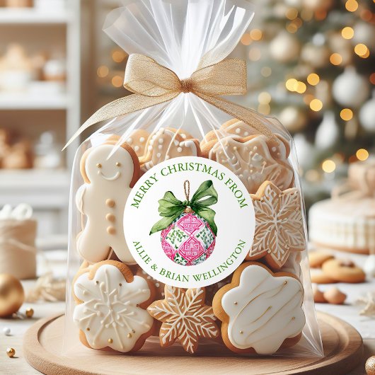 Sticker Rond Ornements Préppy Christmas Baubles