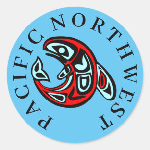 Sticker Rond Orque indigène du Nord-Ouest Pacifique Art Épaular