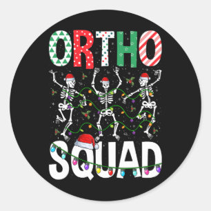 Sticker Rond Ortho Squad Christmas Skeleton Orthopédique Nurse