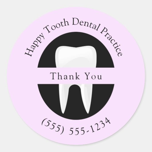 Sticker Rond Orthodontiste dentaire Merci Personnalisé Rose (Devant)