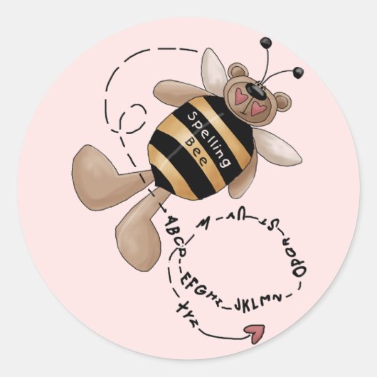 Sticker Rond Orthographe des t-shirts et cadeaux Bee (Devant)