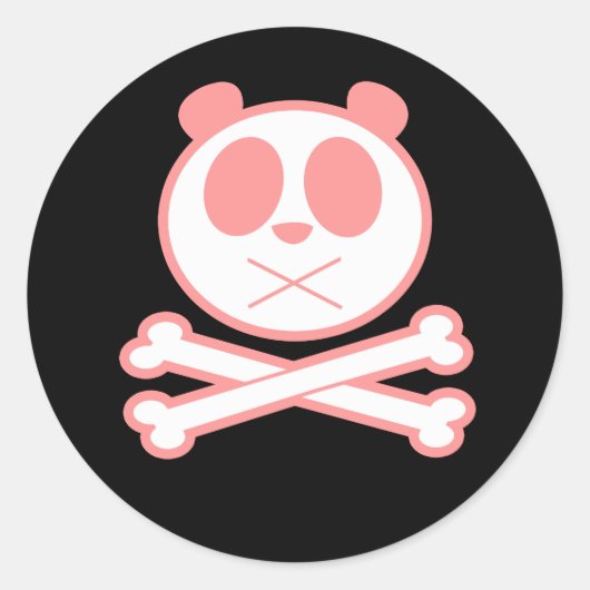 Sticker Rond Os croisé Panda - Rose (Devant)