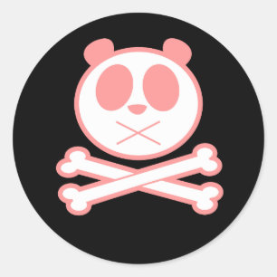Sticker Rond Os croisé Panda - Rose