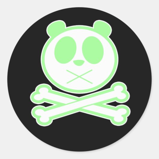 Sticker Rond Os croisé Panda - Vert (Devant)