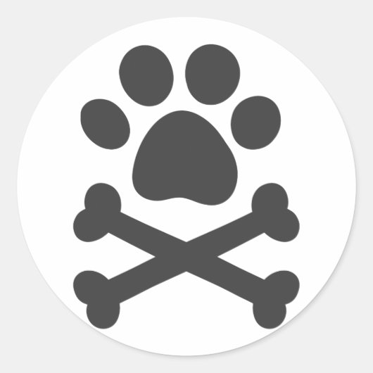 Sticker Rond os croisés Empreintes de pattes - Choisir la coule (Devant)