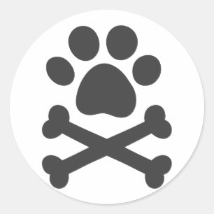 Sticker Rond os croisés Empreintes de pattes - Choisir la coule