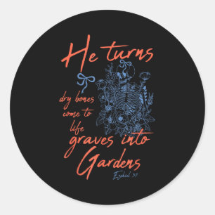 Sticker Rond Os secos voltent à vie squelette floral chrétien H