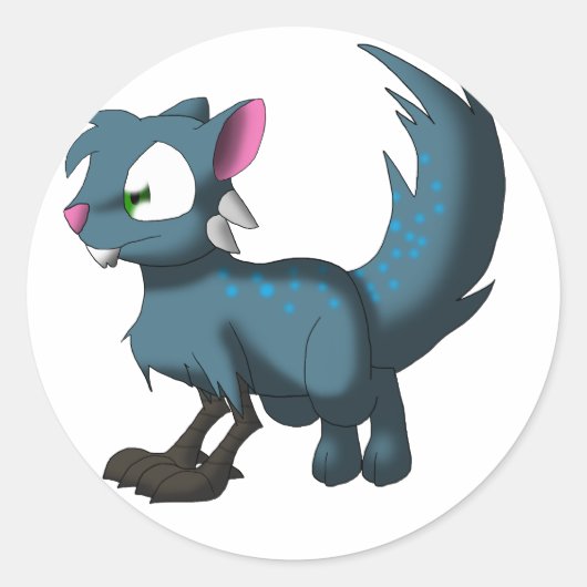 Sticker Rond Oscar Chinchilla Chat Oiseau Dragon hybride (Devant)