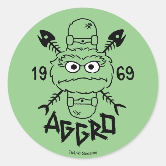 Sticker Rond Oscar the Grouch Skate Logo - Aggro 1969 (Devant)