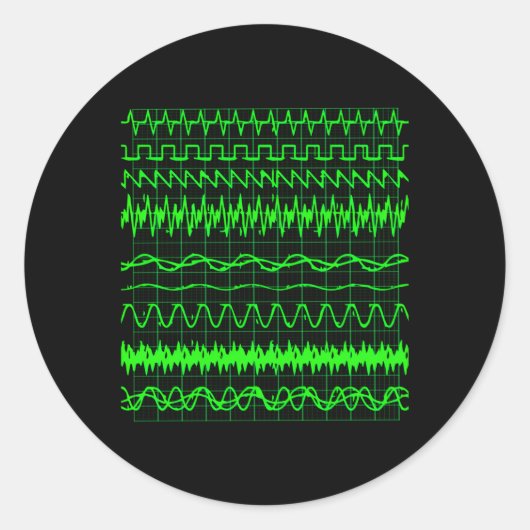 Sticker Rond Oscilloscope Vagues numériques sur écran (Devant)