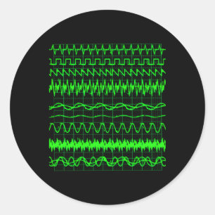 Sticker Rond Oscilloscope Vagues numériques sur écran