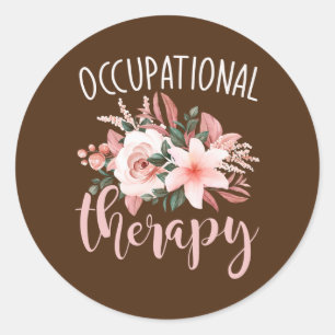 Sticker Rond OT Exercice OTA Thérapiste Floral Professionnel