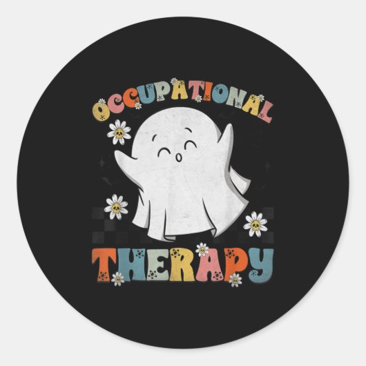 Sticker Rond Ot Occupational Therapy Halloween Retro Ghost Ot H (Devant)