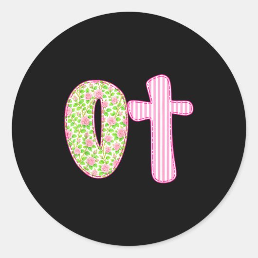 Sticker Rond Ot Preppy Occupational Therapy, Boho Cota Girly Co (Devant)