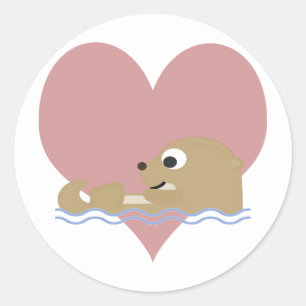 Sticker Rond Otter Love