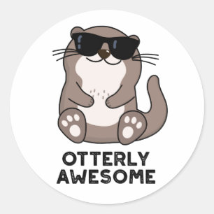 Sticker Rond Otter Pun animal d'Otter d'un drôle d'aspect