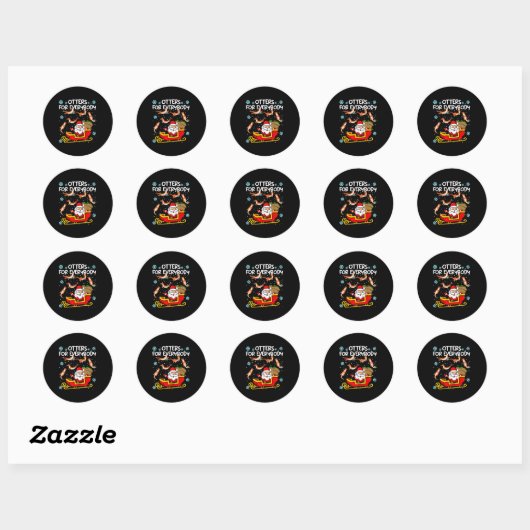 Sticker Rond Otters For Everybody Santa Funny Christmas Otter (Feuille)