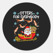 Sticker Rond Otters For Everybody Santa Funny Christmas Otter (Devant)