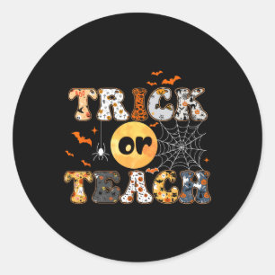 Sticker Rond Ou Enseigner Super Halloween Retro Floral Gho