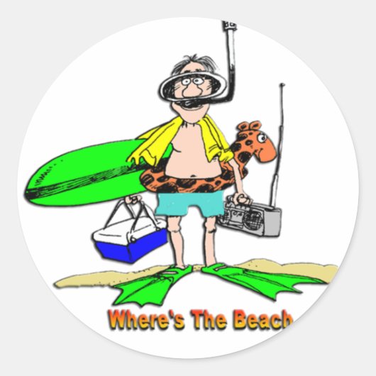 Sticker Rond Où est The Beach ? (Devant)